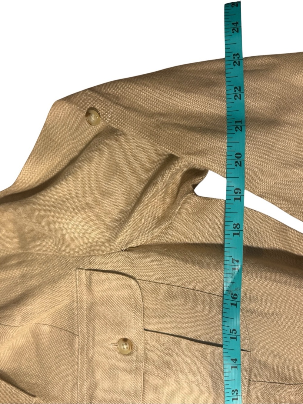 Lauren Ralph Lauren Beige Linen Button-Front Top - Picture 8 of 9